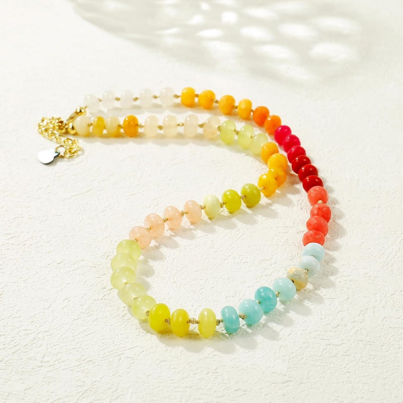 Badu Gemstone Beaded Necklace for Women Colorful Natural Stone Freshwater Pearl Surfer Beach Rainbow Necklace Jewelry Gift - Image 5